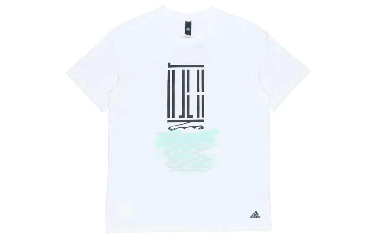 Adidas T-Shirts Men's White Crew Neck Moderate Straight Fit