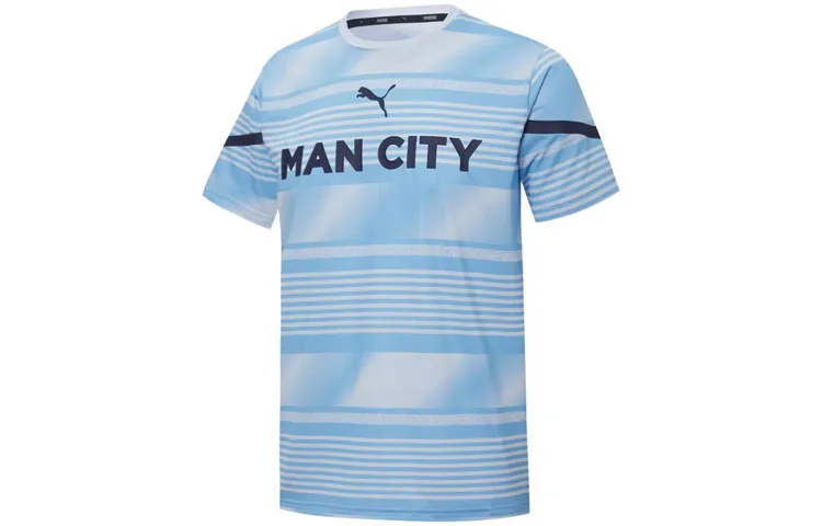 PUMA MCFC CNY Year Of The Rabbit T-Shirts Men's Light Blue Crew Neck Moderate Straight Fit