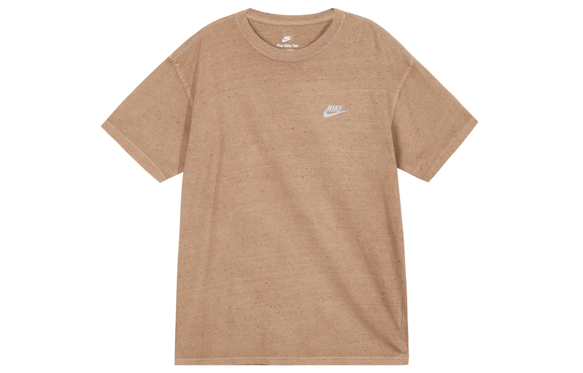 Nike T-Shirts Men's Light Brown Crew Neck Moderate Straight Fit