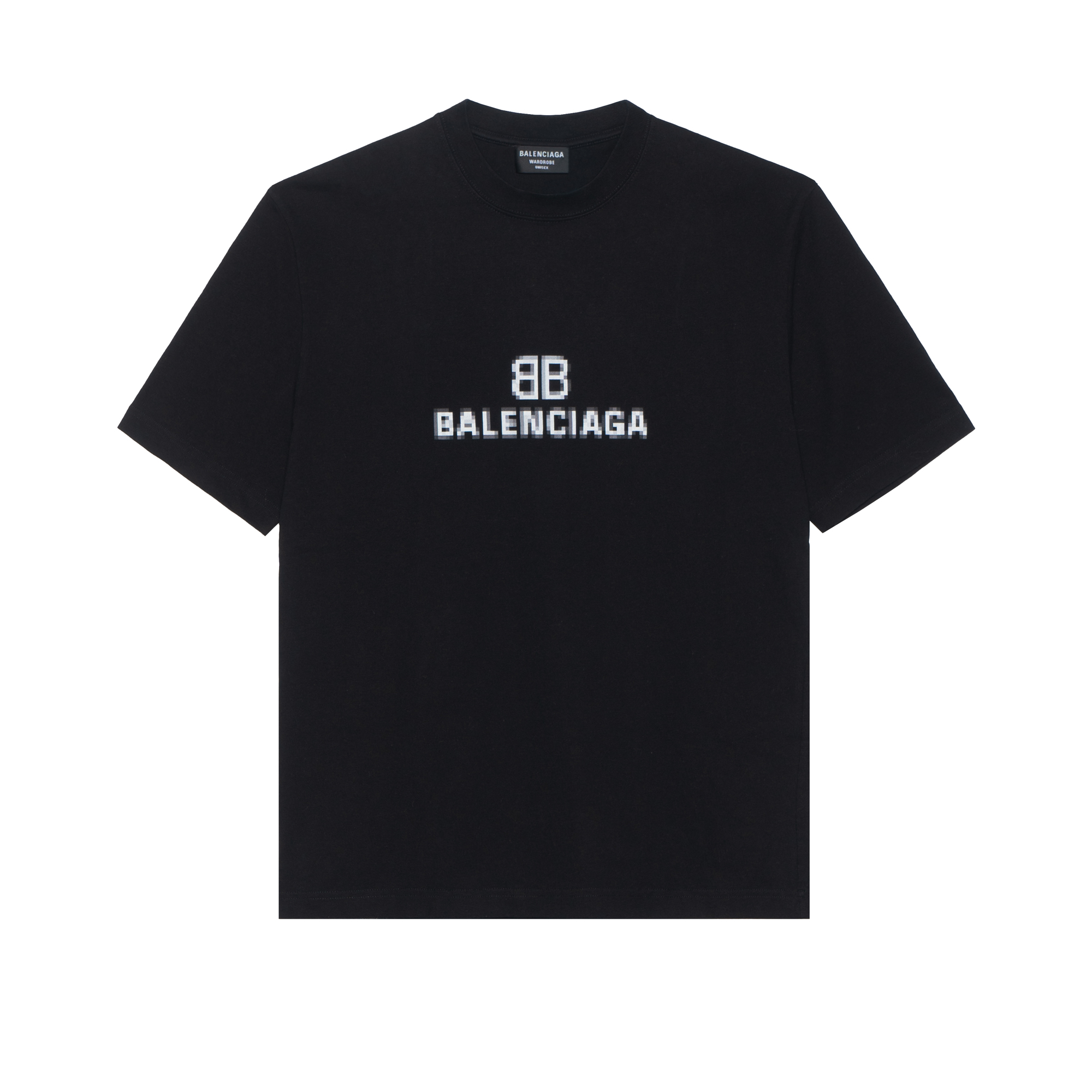 Balenciaga Mosaic, black short sleeve T-shirt, with your logo imprint, with short sleeve