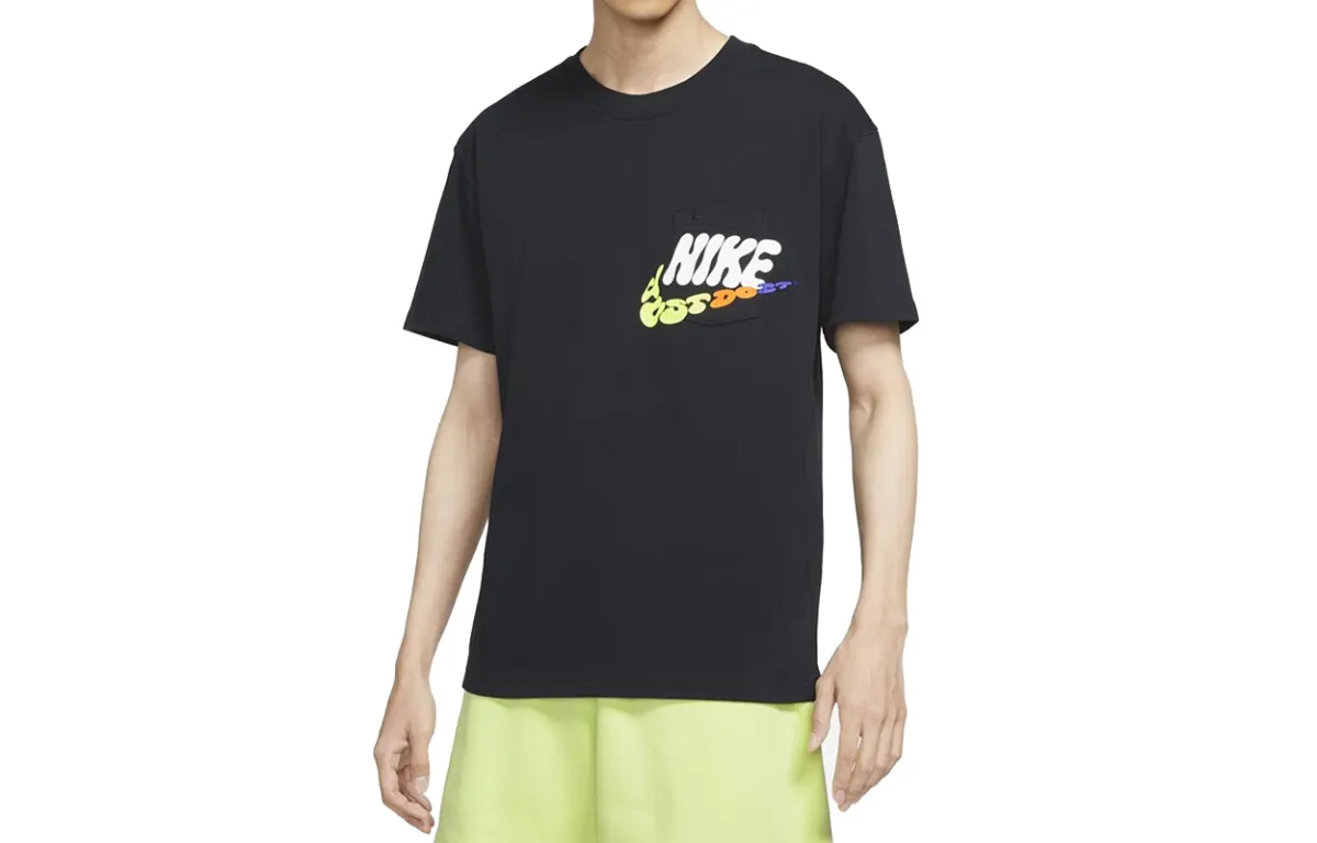 Nike T-Shirts Men's Black Crew Neck Moderate Straight Fit