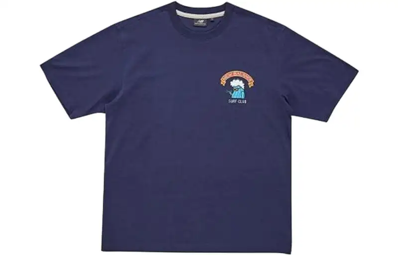 New Balance T Shirts Men's Purple Crew Neck Moderate Straight Fit