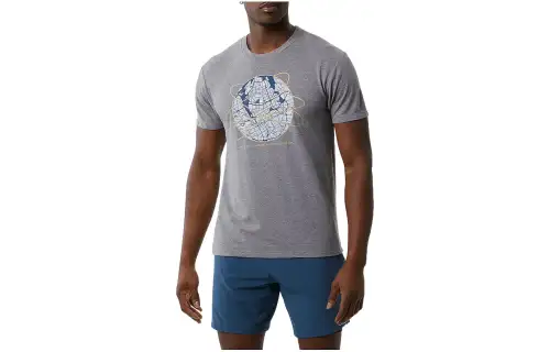 New Balance T Shirts Men's Gray Crew Neck Moderate Straight Fit