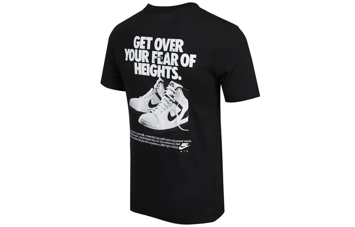 Nike T-Shirts Men's Black Crew Neck Moderate Straight Fit