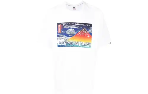 A BATHING APE T Shirts Men's White Crew Neck Moderate Straight Fit