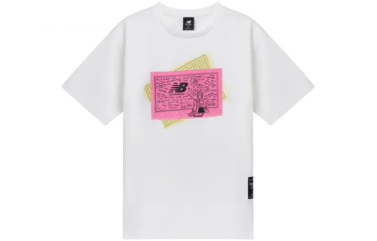 New Balance T-Shirts Unisex White Crew Neck Moderate Straight Fit