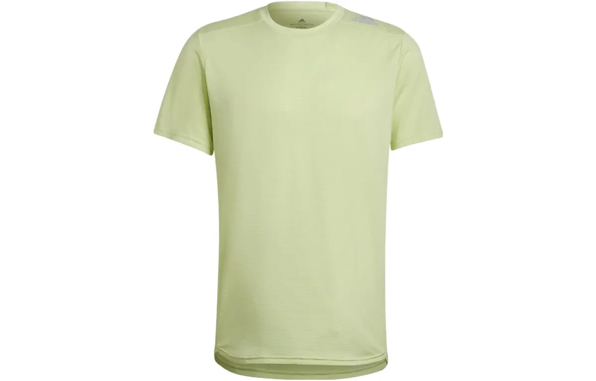 Adidas T-Shirts Men's Sour Green Crew Neck Moderate Straight Fit