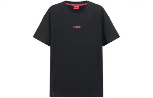 HUGO BOSS T Shirts Men's Black Crew Neck Moderate Straight Fit