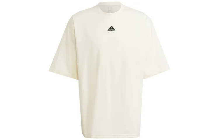 Adidas T-Shirts Men's Ivory Crew Neck Moderate Straight Fit