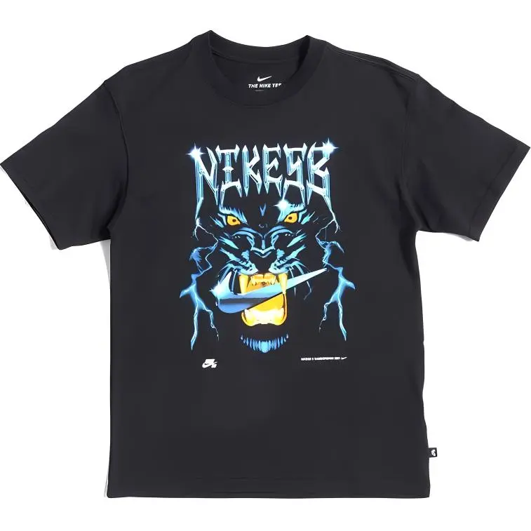 Nike T-Shirts Men's Black Crew Neck Moderate Straight Fit