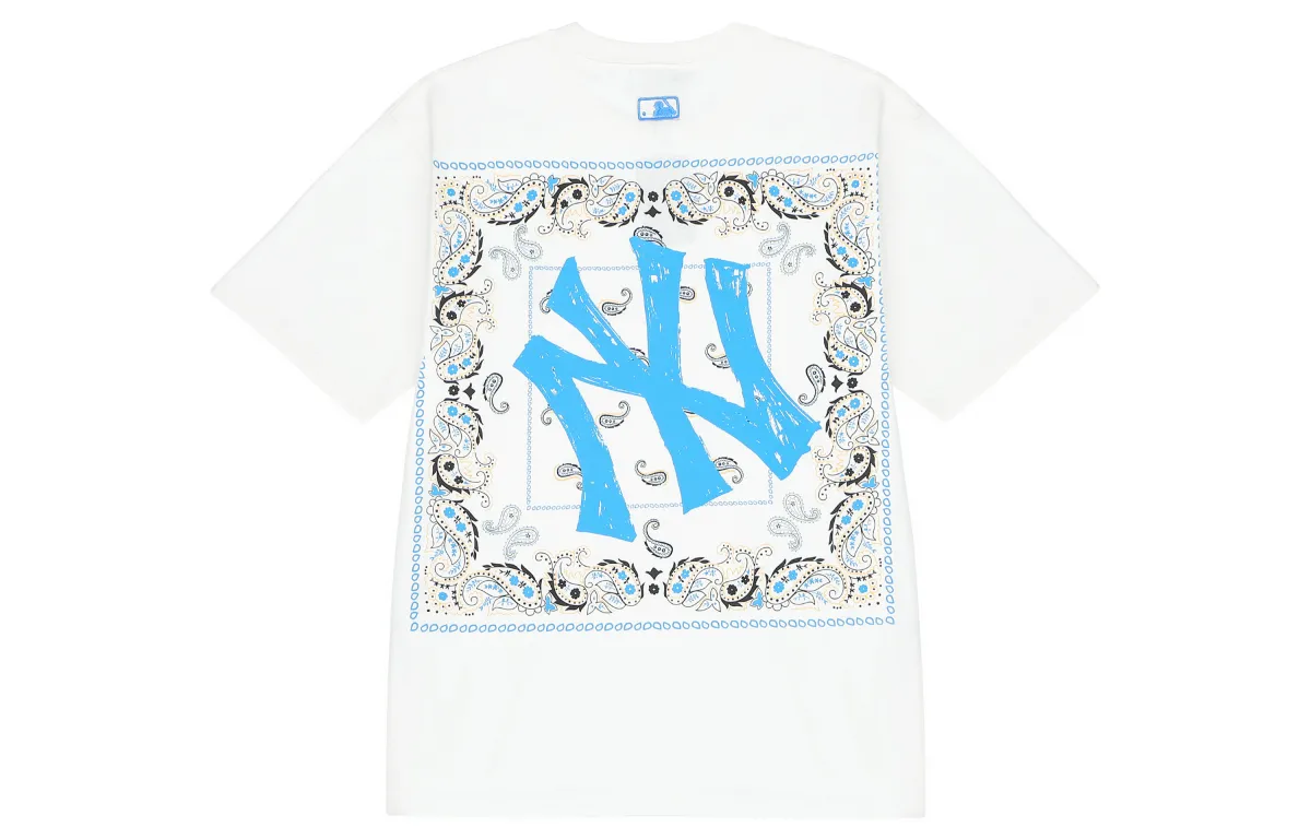 MLB Paisley T-Shirts Unisex White Crew Neck Moderate Straight Fit
