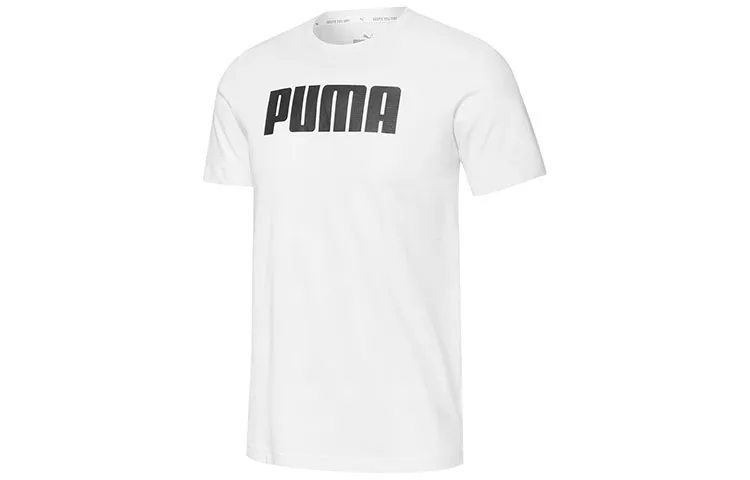 PUMA T-Shirts Men's White Crew Neck Moderate Straight Fit
