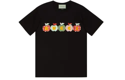 GUCCI T Shirts Men's Black Crew Neck Moderate Straight Fit