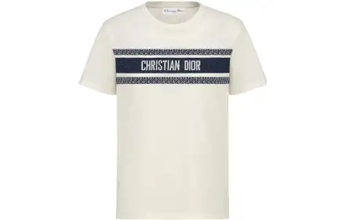 DIOR Quarterly New Products T Shirts Unisex White Crew Neck Moderate Straight Fit