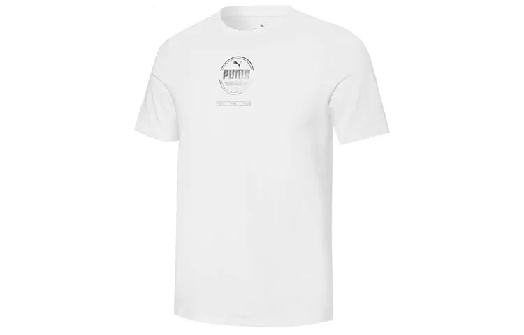 PUMA T-Shirts Men's White Crew Neck Moderate Straight Fit