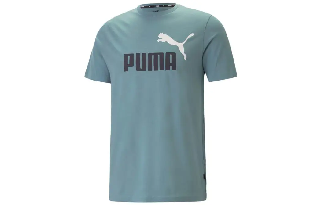 PUMA ESS+ T-Shirts Men's Blue Crew Neck Moderate Straight Fit