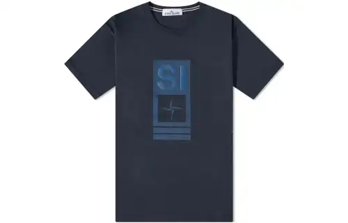 STONE ISLAND T Shirts Men's Marine Blue Crew Neck Moderate Straight Fit