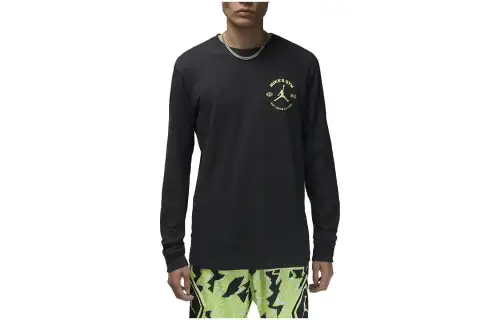 Jordan T Shirts Men's Black Crew Neck Moderate Straight Fit