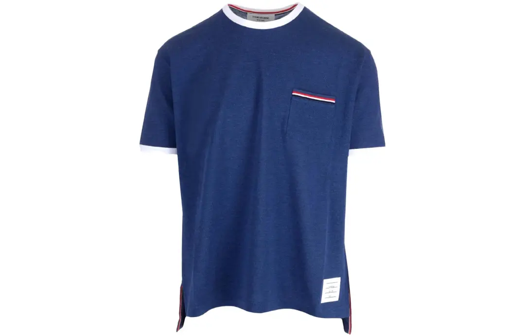 THOM BROWNE Stripe Trim Crewneck T Shirt