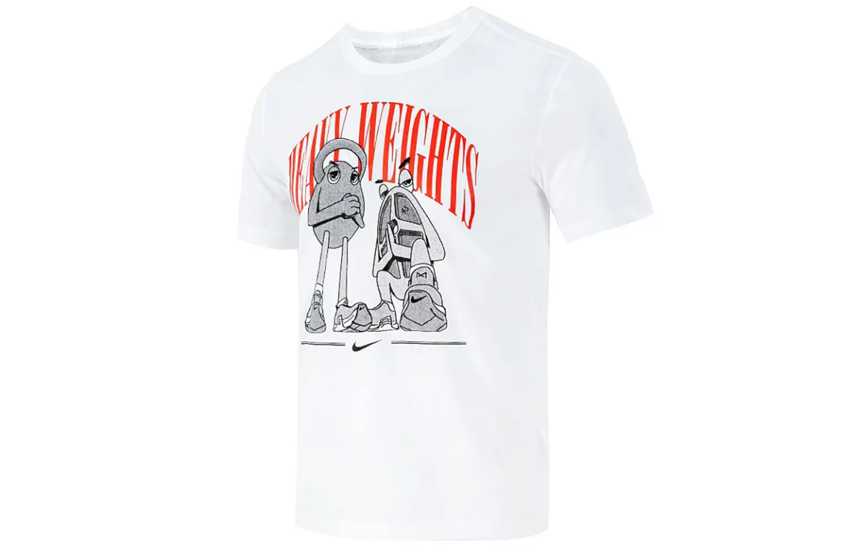 Nike T-Shirts Men's White Crew Neck Moderate Straight Fit