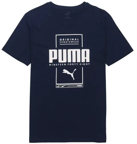 PUMA T-Shirts Men's Blue Crew Neck Moderate Straight Fit