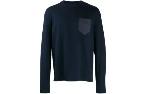 PRADA T Shirts Men's Blue Crew Neck Moderate Straight Fit