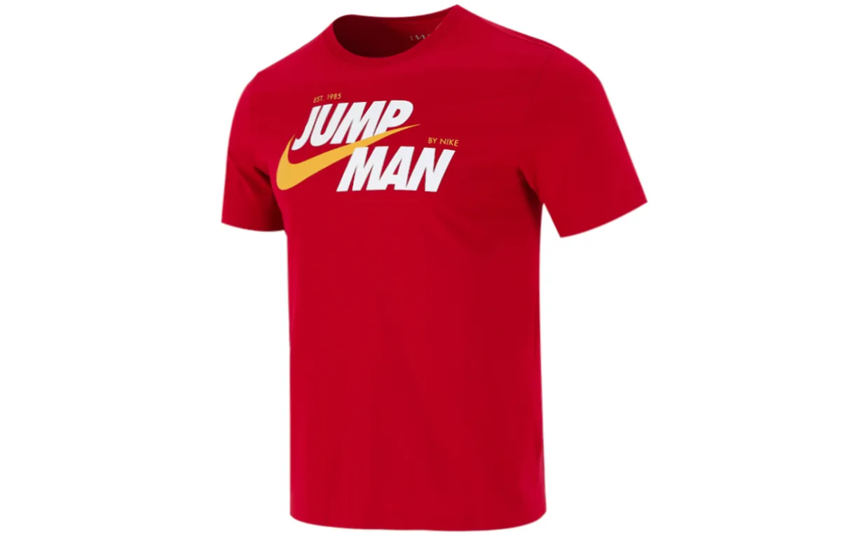 Jordan T-Shirts Men's Red Crew Neck Moderate Straight Fit