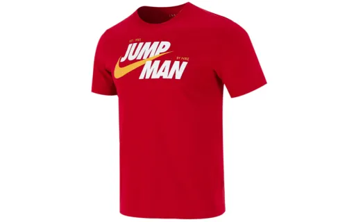 Jordan T Shirts Men's Red Crew Neck Moderate Straight Fit
