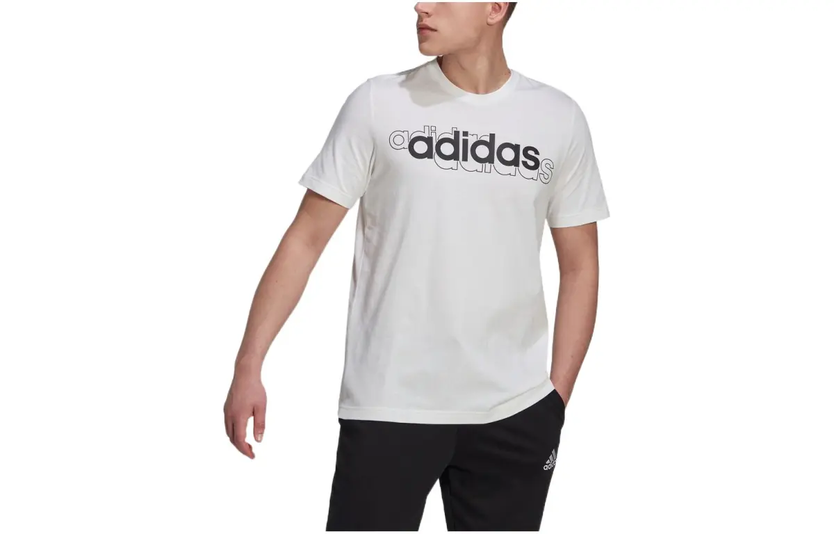 Adidas T-Shirts Men's White Crew Neck Moderate Straight Fit