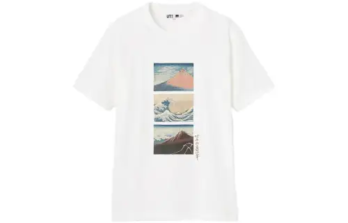 UNIQLO T Shirts Unisex White Crew Neck Moderate Straight Fit