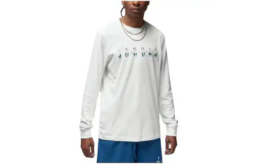 Jordan T Shirts Men's White Crew Neck Moderate Straight Fit