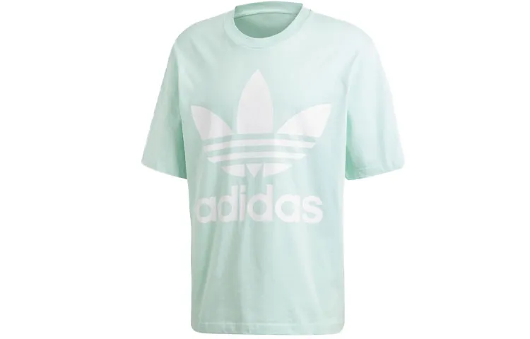 Adidas Originals T-Shirts Men's Mint Green Crew Neck Moderate Straight Fit