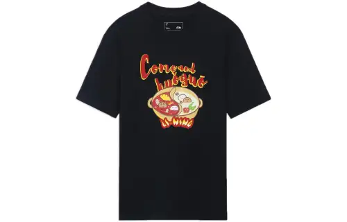 Li Ning Sports Fashion Collection T Shirts Unisex Crew Neck Moderate Straight Fit