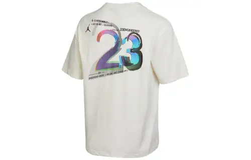 Jordan T Shirts Men's White Crew Neck Moderate Straight Fit