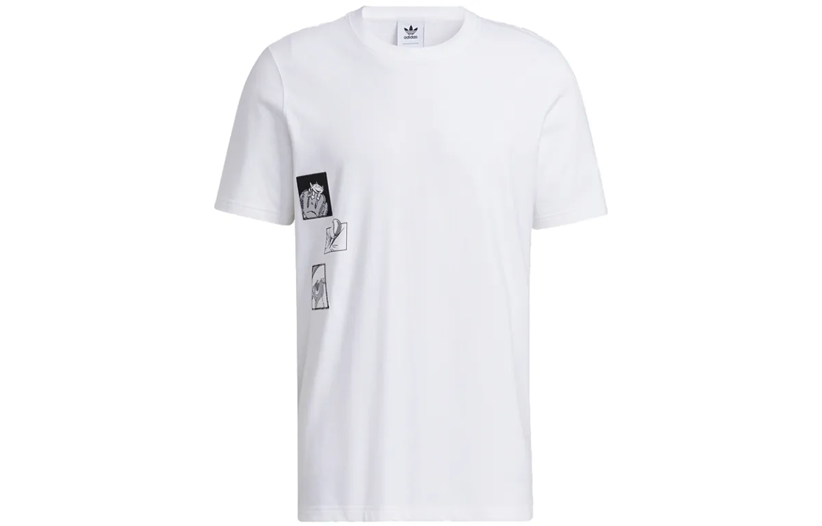 Adidas Originals X Disney T-Shirts Men's White Crew Neck Moderate Straight Fit