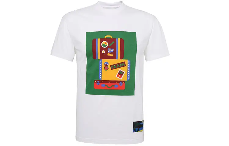 PRADA T Shirts Men's White Crew Neck Moderate Straight Fit