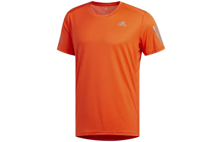 Adidas T-Shirts Men's Orange Crew Neck Moderate Straight Fit