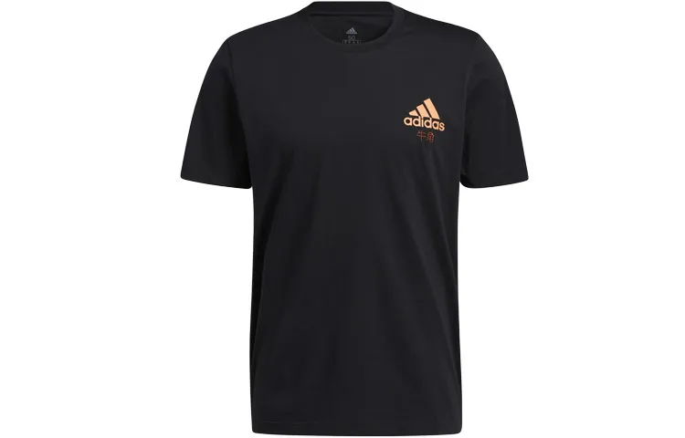 Adidas T-Shirts Men's Black Crew Neck Moderate Straight Fit