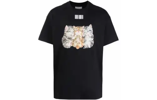 Vetements T Shirts Men's Black Crew Neck Moderate Straight Fit