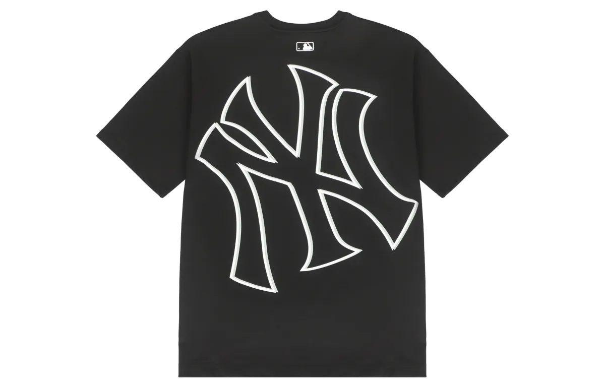 MLB T-Shirts Unisex Black Crew Neck Moderate Straight Fit