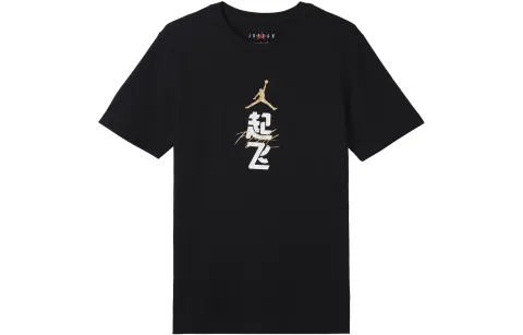 Jordan T-Shirts Men's Black Crew Neck Moderate Straight Fit