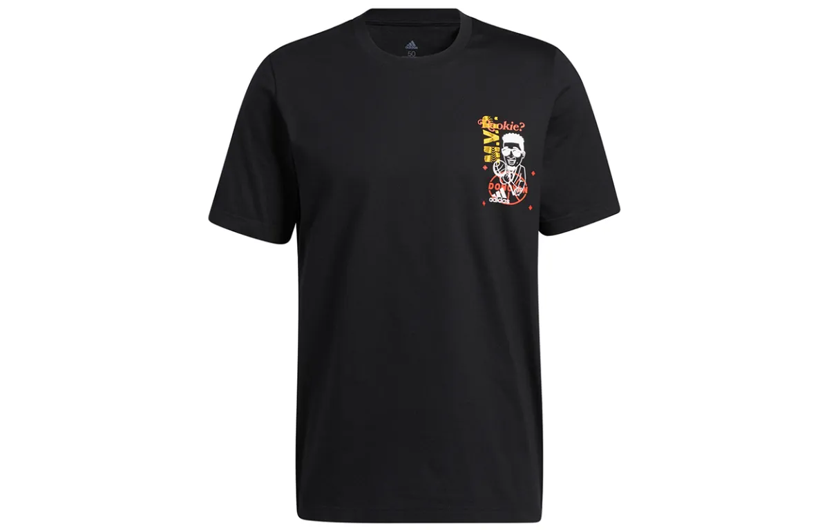 Adidas T-Shirts Men's Black Crew Neck Moderate Straight Fit