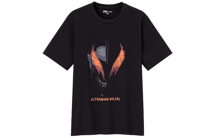 UNIQLO T Shirts Men's Black Crew Neck Moderate Straight Fit