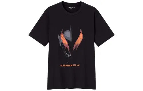 UNIQLO T Shirts Men's Black Crew Neck Moderate Straight Fit