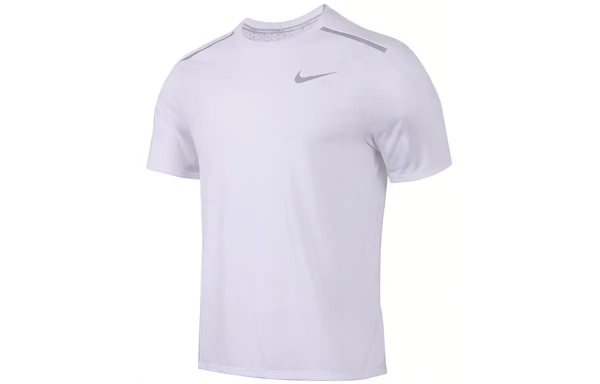 Nike T-Shirts Men's White Crew Neck Moderate Straight Fit