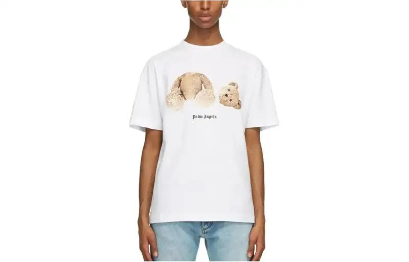 PALM ANGELS T Shirts Men's White Crew Neck Moderate Straight Fit