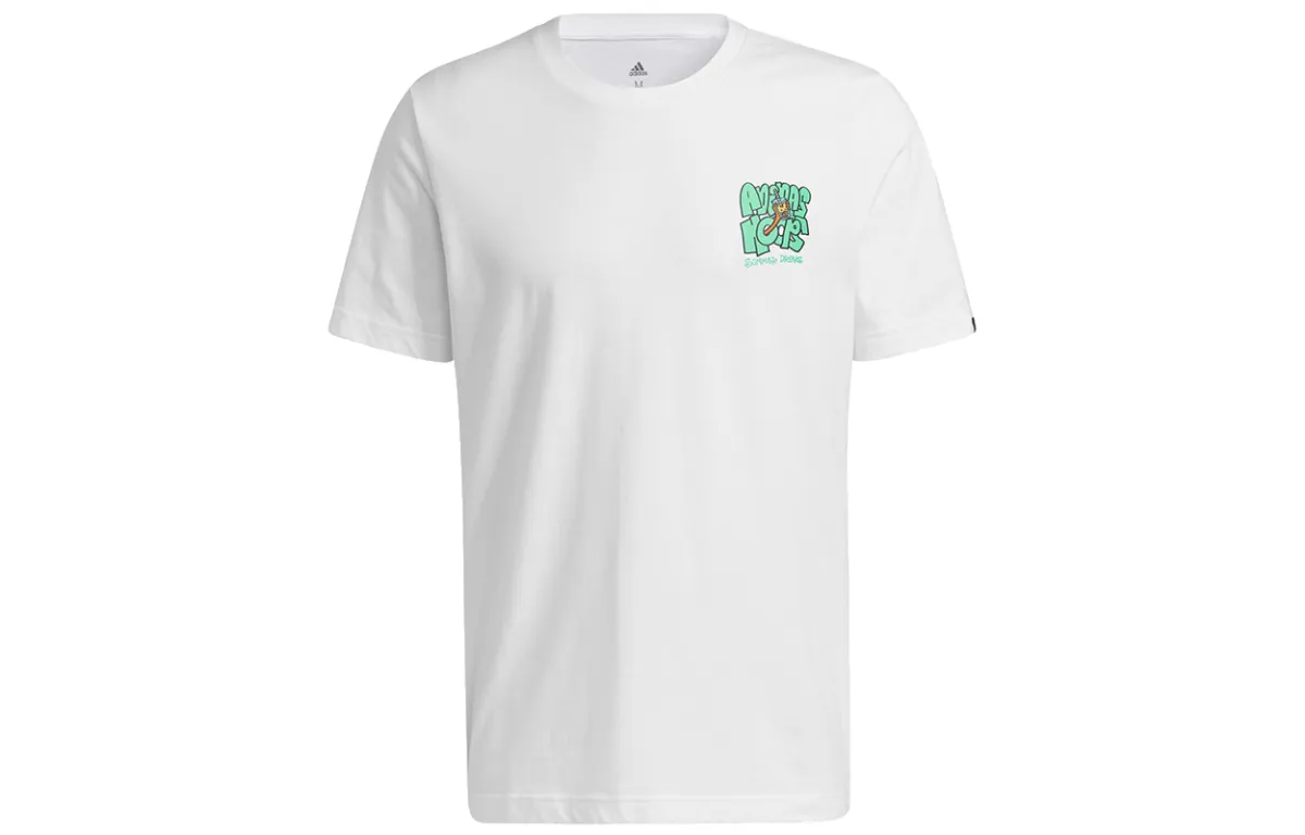 Adidas T-Shirts Men's White Crew Neck Moderate Straight Fit