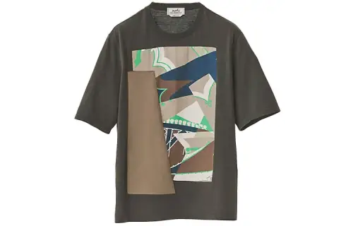 HERMES T Shirts Men's Seaweed Crew Neck Moderate Straight Fit