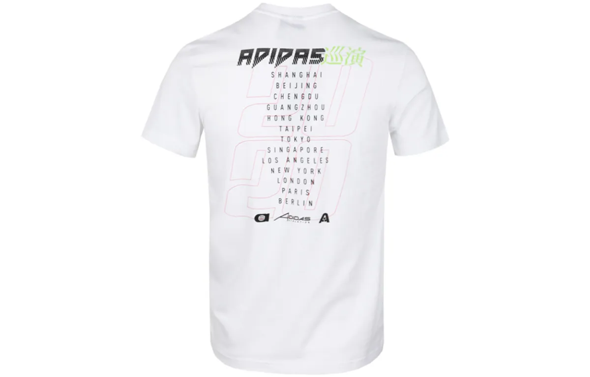 Adidas T-Shirts Men's White Crew Neck Moderate Straight Fit