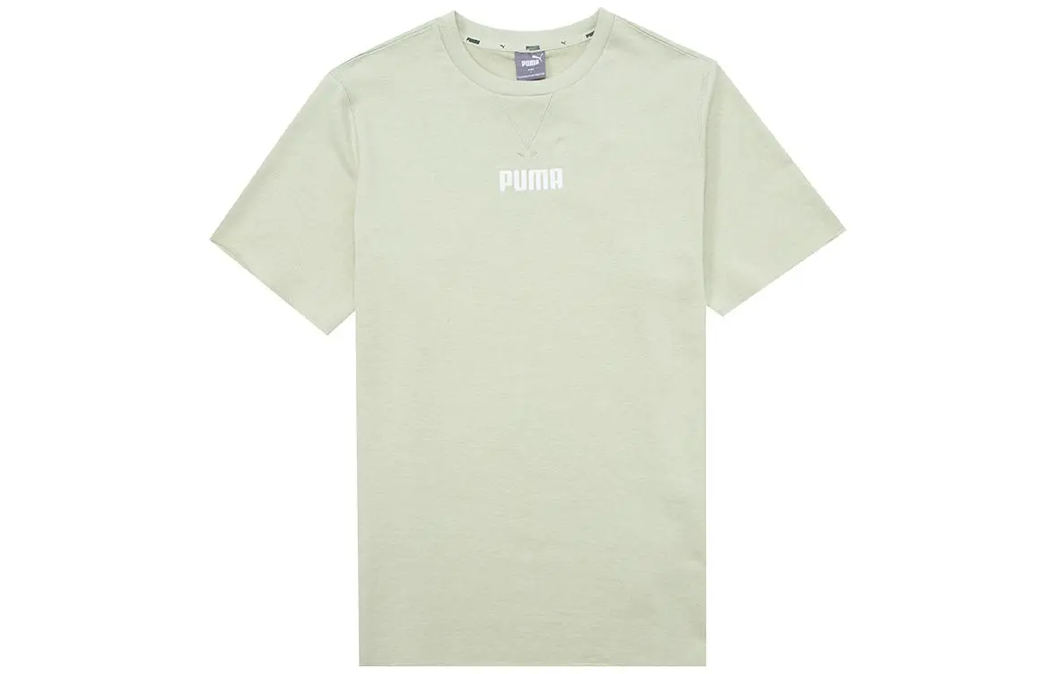 PUMA T-Shirts Men's Light Green Crew Neck Moderate Straight Fit